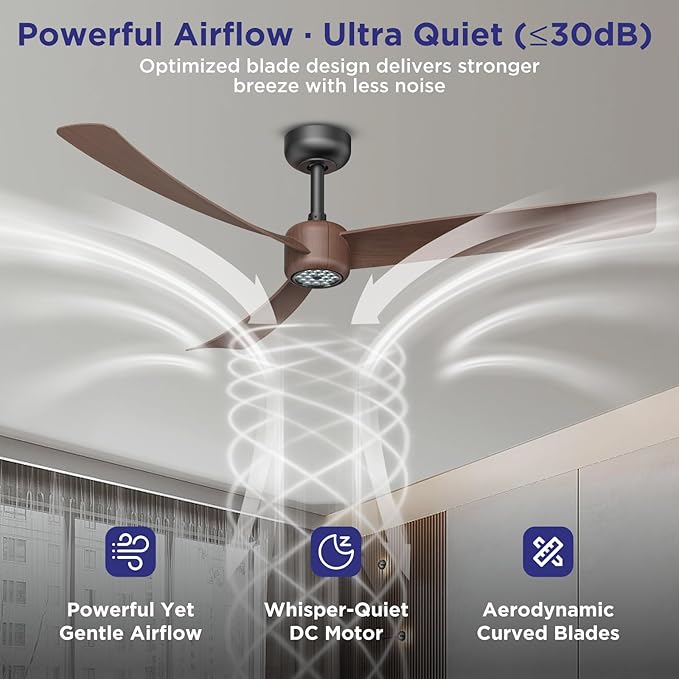 ocioc Ceiling Fans with Lights and Remote, 52 Inch Modern Ceiling Fan with - Image 2