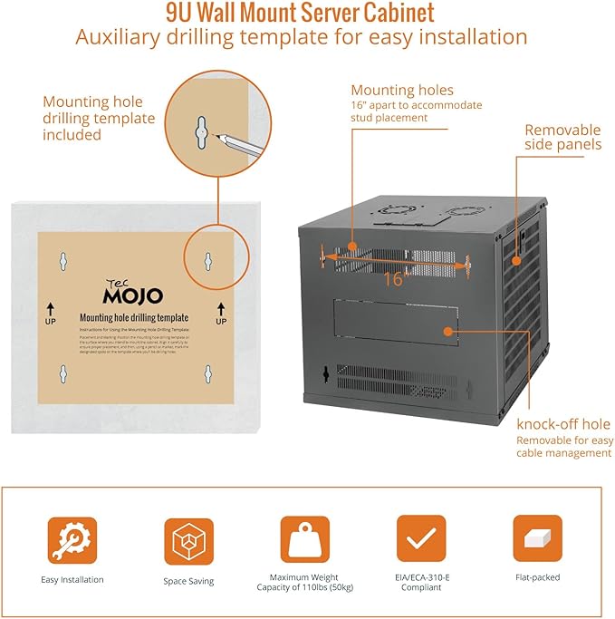 Tecmojo 9U Wall Mount Rack Network Cabinet - Image 5
