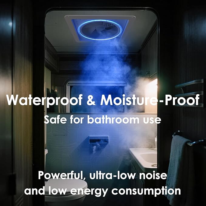 2012 14" RV Roof Vent Fan with LED Light, Air Max Reversible Exhaust Vent - Image 3