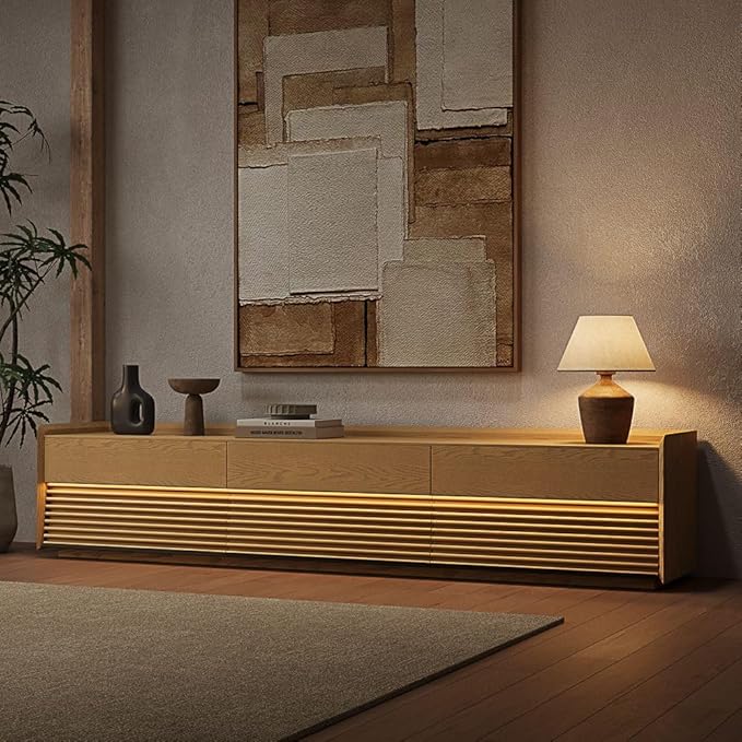 POVISON 95" Fully Assembled Mid Century Modern TV Stand - Image 3