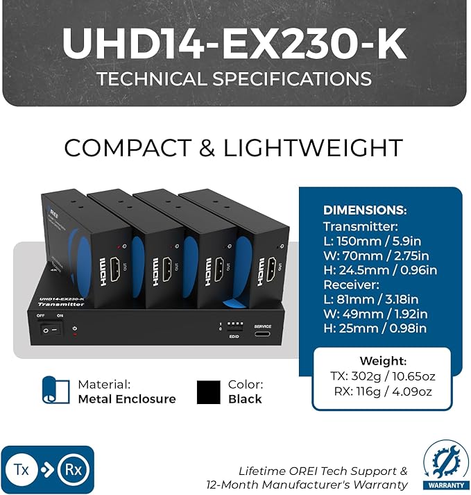OREI 4K 1x4 HDMI Extender Splitter - Image 5
