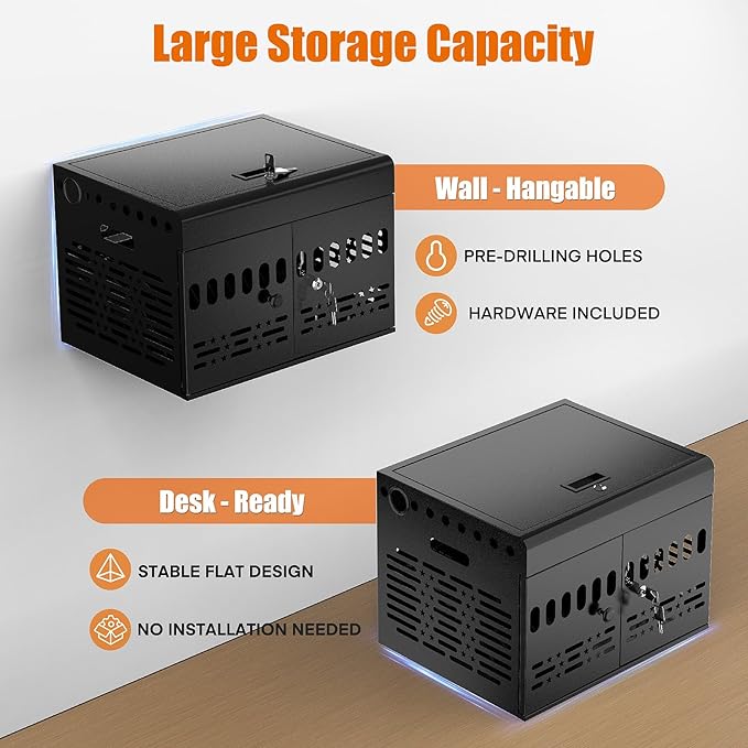 12-Device Tablet Charging Station Lock Box, Computer Cabinet - Image 4