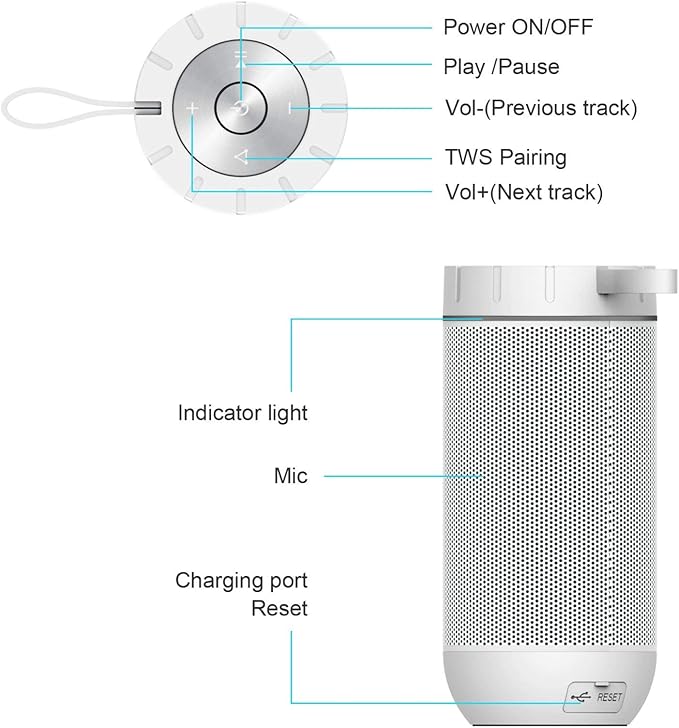 comiso X26 Bluetooth Speaker, IPX4 Waterproof Speakers 360° HD Surround Sound - Image 7