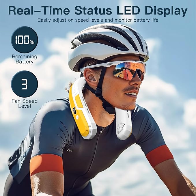 WXX Portable Neck Fan, 6000mAh Battery Neck Fan Rechargeable, 360° Cooling - Image 5
