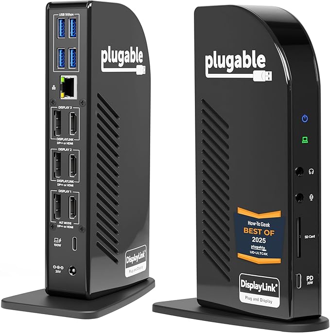 Plugable 13-in-1 USB C Docking Station 4K Triple Monitor by Plugable