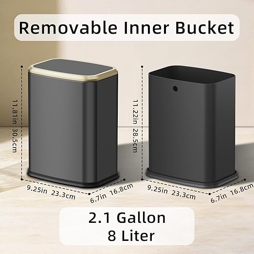 8L/2.1 Gal Small Bathroom Trash Can - Image 6