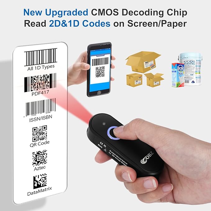 OBZ Mini Bluetooth Barcode Scanner, 2D Wireless Barcode Scanner, Versatile - Image 5
