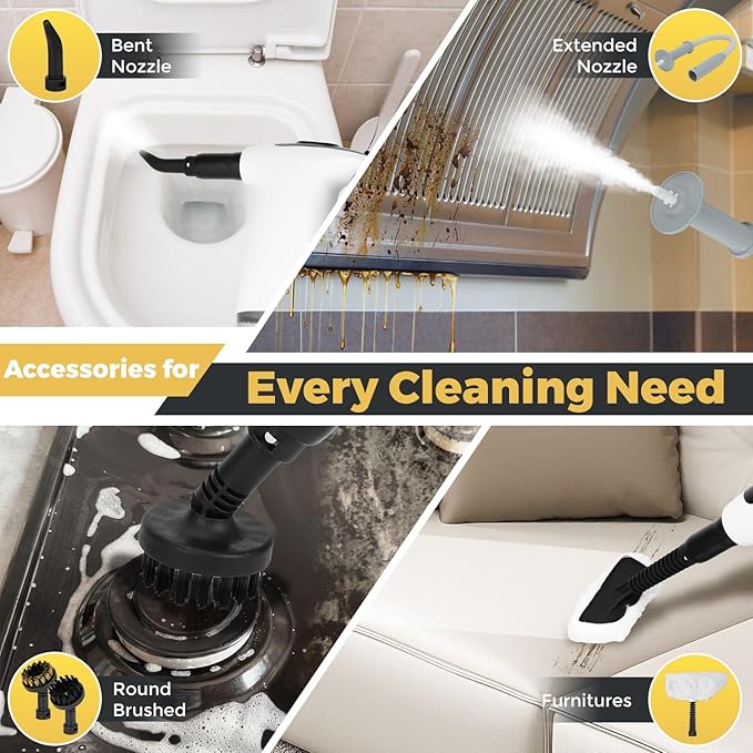 Handheld Steam Cleaner, 15S Rapid Heating, 3 Adjustable Modes, 14 Cleaning Kits - Image 4