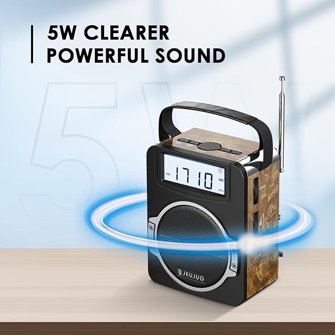 JEUJUG Radio Portable AM FM Digital Radios Clock Radio - Image 4