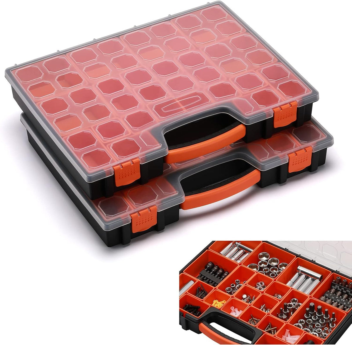 multi-purpose toolbox, professional organizer with 22 bin compartments, main product view