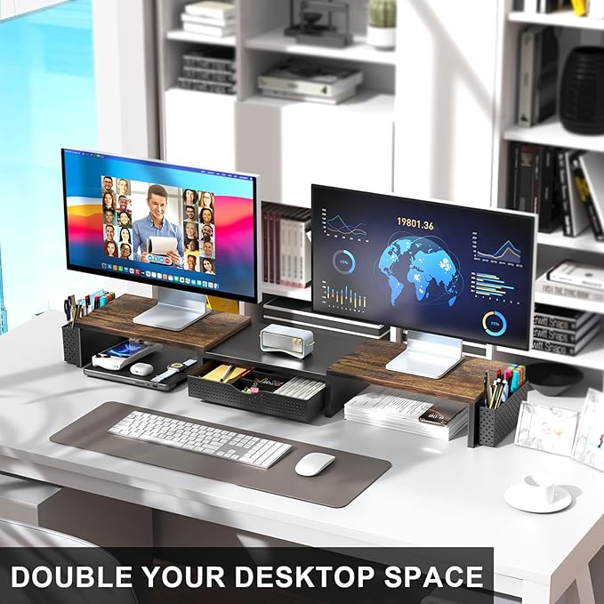 gianotter Dual Monitor Stand Riser, Desk Organizer - Image 4