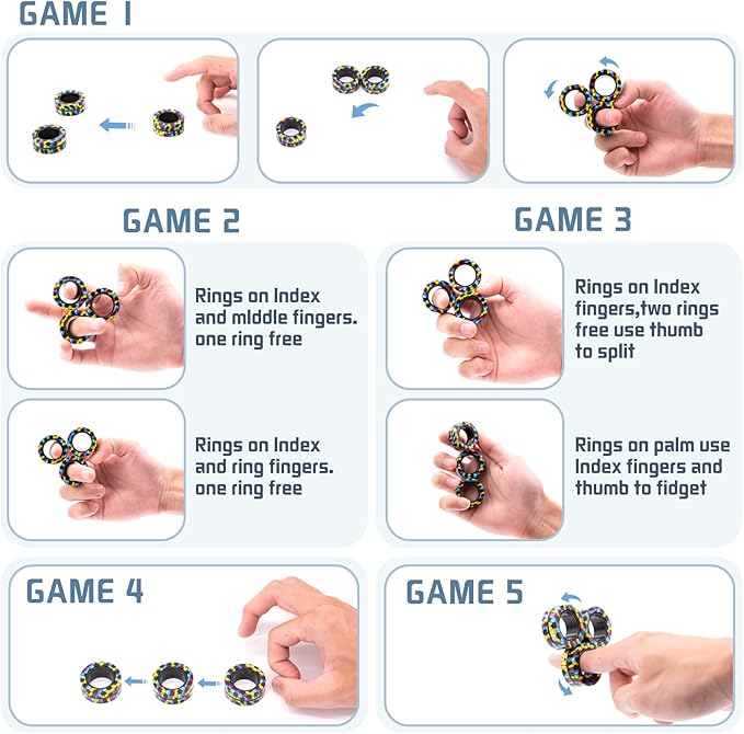 Magnetic Rings Fidget Toy Set, Idea ADHD Fidget Toys, Adult Fidget Magnets - Image 3
