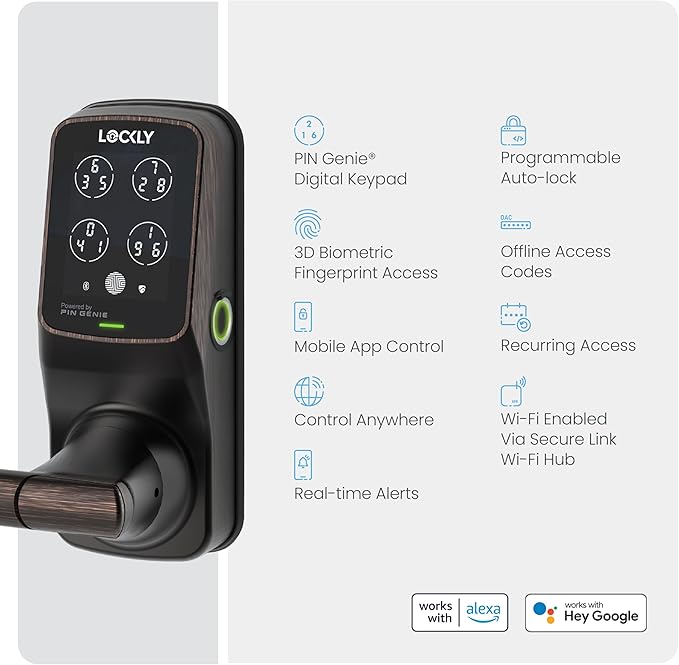 Lockly Secure Pro Smart Lock Wi-Fi, Keyless Entry Digital Keypad Door Lock - Image 5