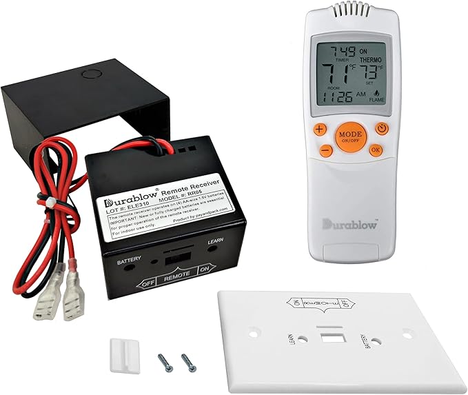Durablow TL1003 On/Off Gas Fireplace Remote Control Kit + Thermostat + Timer by Durablow