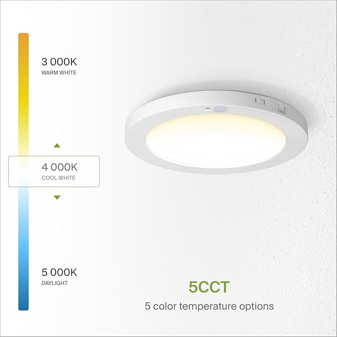 ASD LED 9" Round Flush Mount Ceiling Light Fixture, Low Profile Surface - Image 4