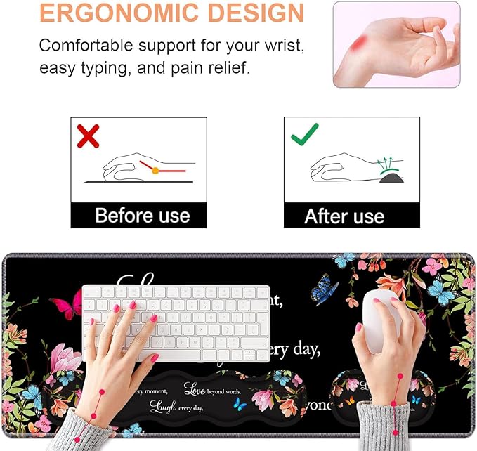 Ergonomic Keyboard Wrist Rest & Mouse Pad Wrist Rest Set, Large XXL Gaming Desk - Image 5