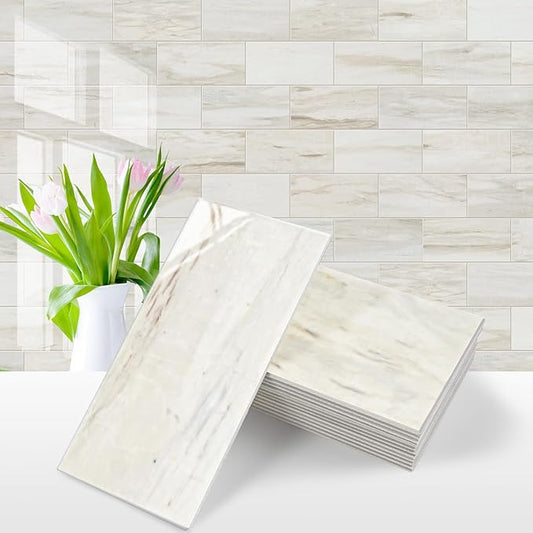 Vamos Tile 100-Piece Glossy Wooden Marble Grain Peel and Stick Backsplash Tile by VamosTile
