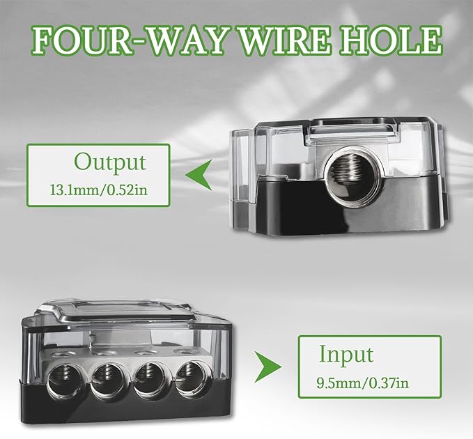 BOJACK 4 Way Power Distribution Connecting Block 1x0/2/4 Gauge Input 2x4/8 - Image 3
