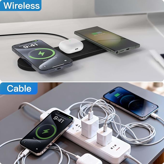 ZealSound Wireless Charging Pad, Triple Wireless Charger Pad Multiple Devices - Image 6