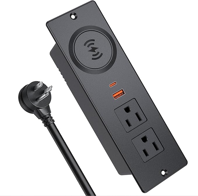 Recessed Power Strip with 15W Wireless Charger, Haiaoyyds Flush Mount Power by Haiaoyyds