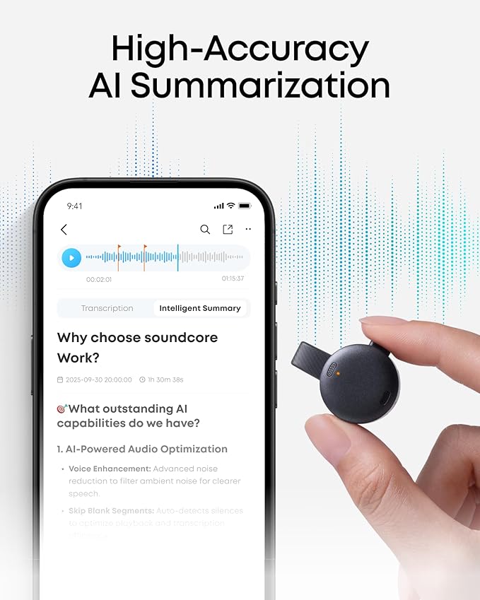 soundcore Work by Anker, Portable AI Voice Recorder, AI Note Taker, AI - Image 3