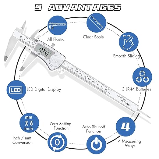 Simhevn Electronic Digital Calipers, inch and Millimeter Conversion, LCD Screen - Image 4