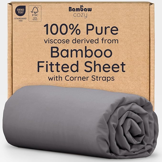 Bambaw 100% Viscose Derived from Bamboo Fitted Sheet Twin Size, 15’’ Deep Pocket by Bambaw