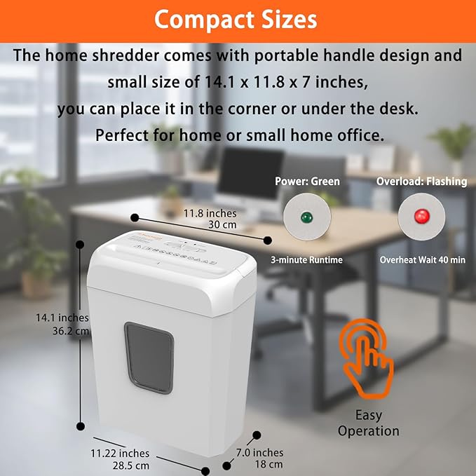 Bonsaii Low Noise Operation Paper Shredder, 6-Sheet Cross-Cut, Credit Card - Image 2