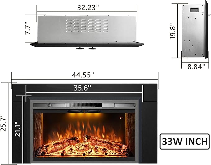 Velaychimny 45" W x 25" H Electric Fireplace Insert - Image 2