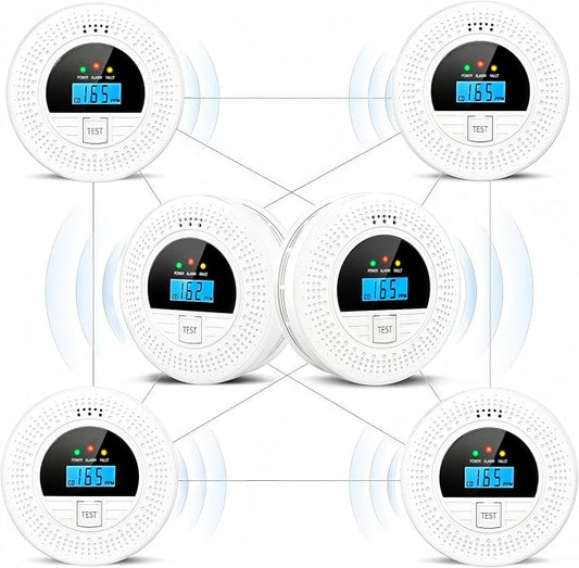6-Pack Interconnected Smoke and Carbon Monoxide Detector, Battery Operated by Soewolit