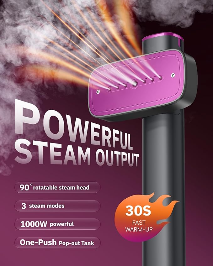 OGHom Steamer for Clothes, 110-240V Travel Steamer & Iron 2 in 1, 1000W - Image 2