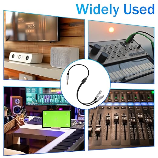 6.35mm TS Guitar Signal Audio Y Splitter Cable, 1/4 Inch Mono Male to Dual Mono - Image 6