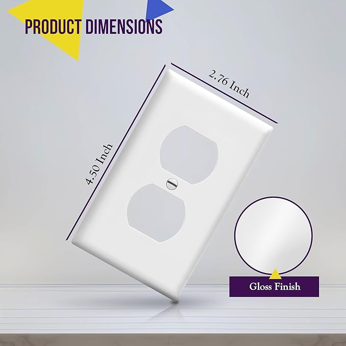 ENERLITES Duplex Receptacle Outlet Wall Plate, Gloss Finish, Size 1-Gang 4.50" - Image 2