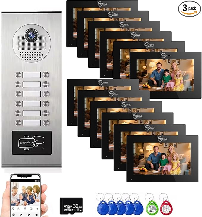 Wired Apartment Video Intercom System, 1080P HD Video Doorbell, Compatible by ANJIELOSMART