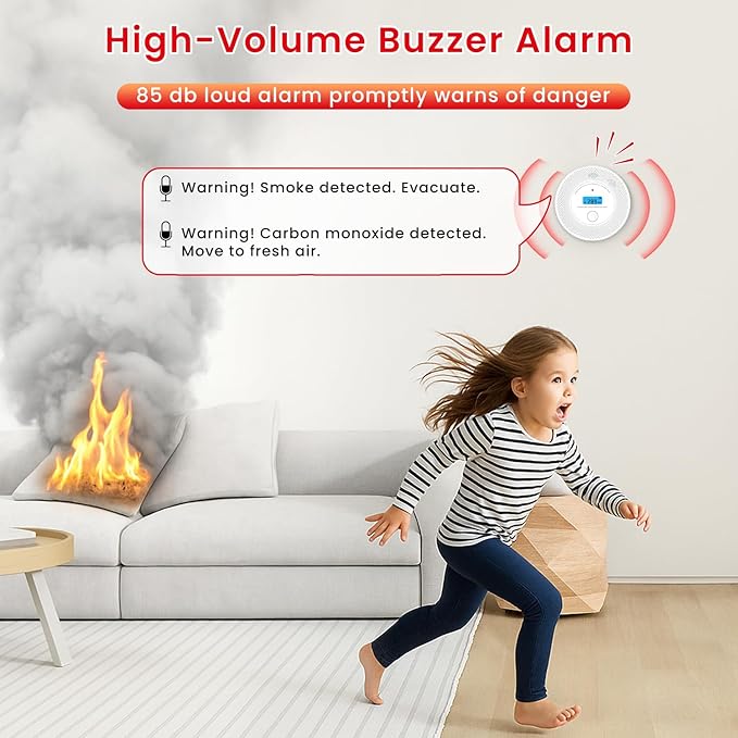 Alertlink 2-in-1 Smoke and Carbon Monoxide Detector Alarm, - Image 2