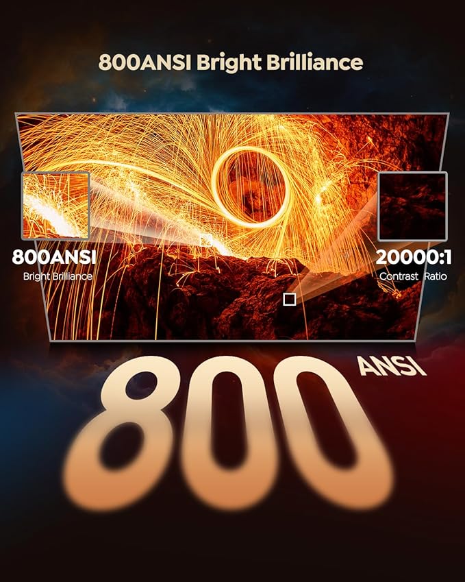 Smart Outdoor Projector with WiFi and Bluetooth, 800ANSI Movie Projector - Image 3