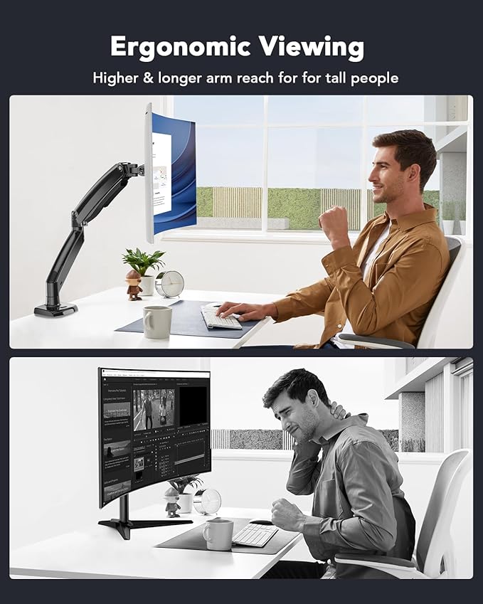 HUANUO Single Monitor Arm for 13-49 inch Screens, Ultrawide Computer Monitor - Image 5