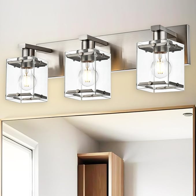 WINSHEN 3-Lights Bathroom Wall Light Fixtures E26 Bulb Base, Brushed Nickel by WINSHENLighting