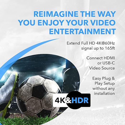 OREI 4K HDMI/USB-C Extender, Over Single Cat6/Cat7 Cable Wall Plate Transmitter - Image 9