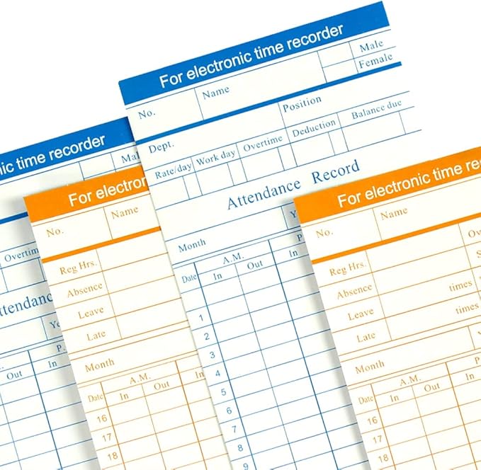 TooCust 100-Piece Time Cards for Employees, Monthly Time Cards 2-Sided by TooCust