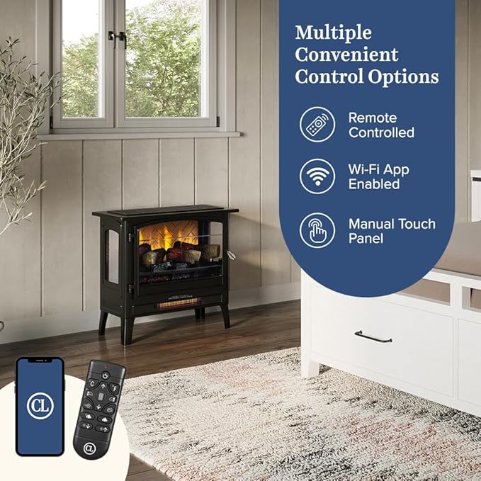 Country Living Infrared Freestanding Electric Fireplace Stove Heater in Bronze - Image 7