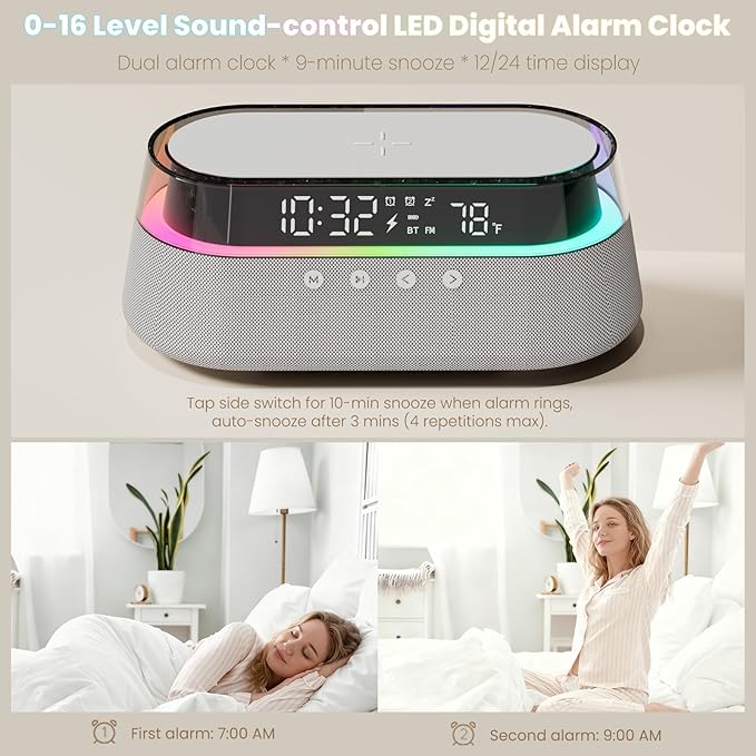KUANGXIANG 6-in-1 Bluetooth Speaker Alarm Clock - Image 6