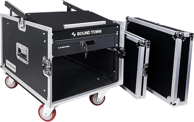 Sound Town High-Quality 1/2” Plywood 8U PA DJ Pro Audio Rack/Road ATA Case - Image 3