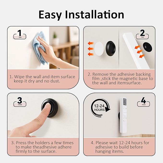 Vaszu Remote Control Holder Magnetic Wall Mount Self-Adhesive, 6 Pack Upgraded - Image 5