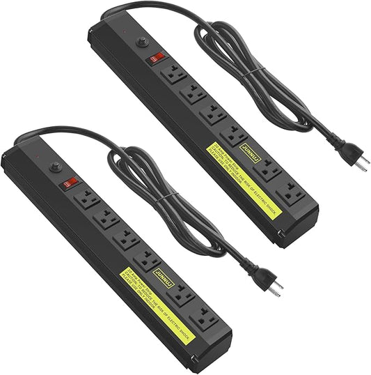 JUNNUJ Heavy Duty 20 Amp Power Strip 2 Pack, High Amp Surge Protector 6 Outlet by JUNNUJHome