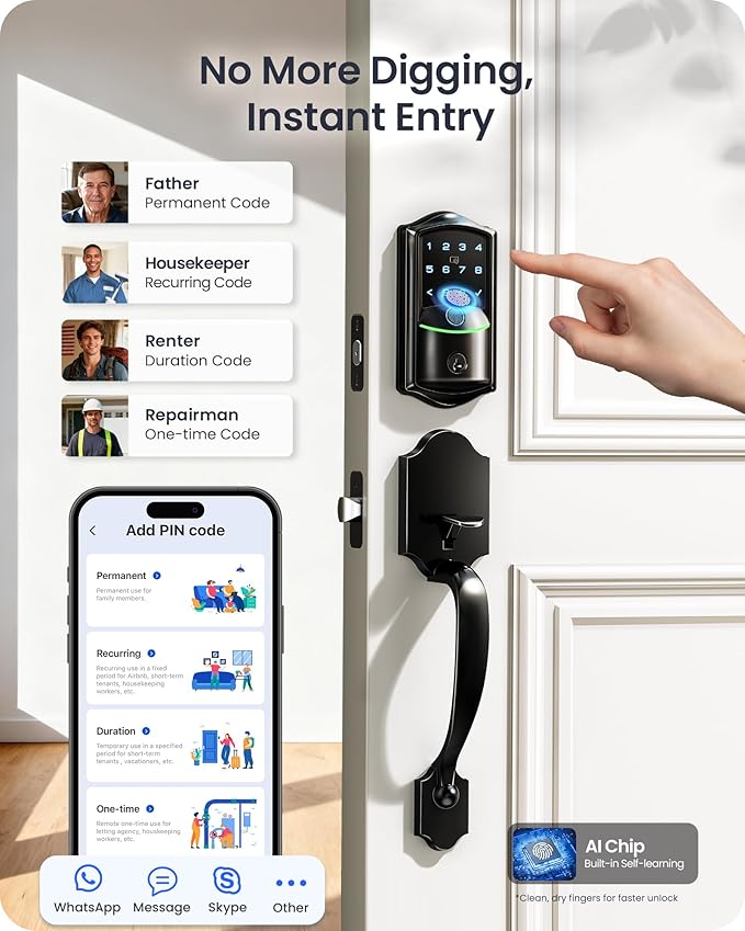 Veise VE027-H Built-in Wi-Fi Fingerprint Smart Deadbolt Lock - Image 5