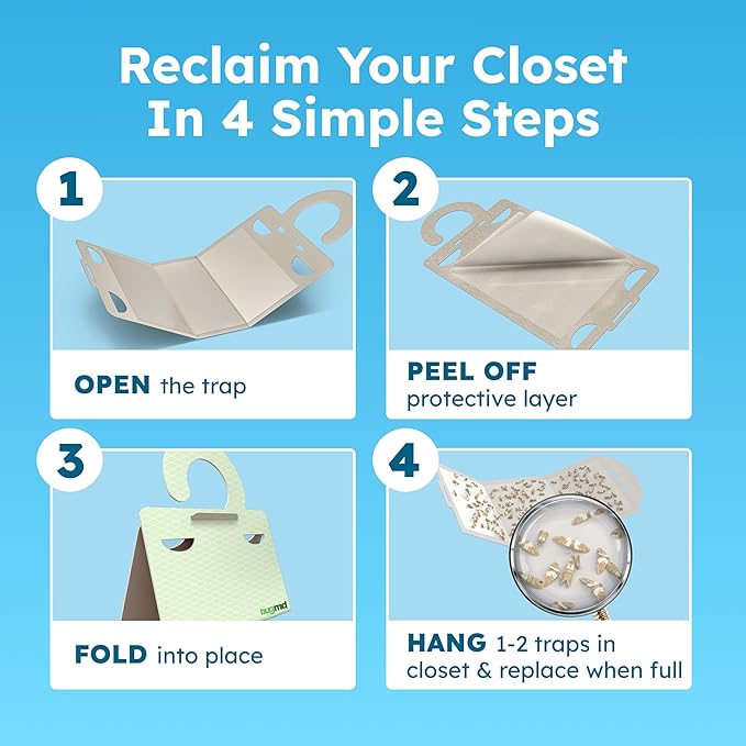 BugMD Clothes & Pantry Moth Traps – Sticky Glue Pheromone-Based Repellent - Image 4