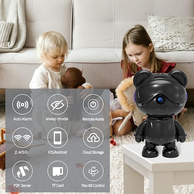 dzcctvipc Cute Bear 2K Home Security Camera – Motion Monitor, Baby Cry Detection - Image 2