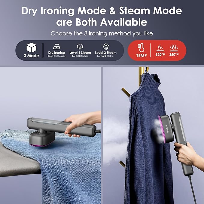 FEPPO Travel Steamer for Clothes, 110-240V Dual Voltage Portable Steamer & Iron - Image 5