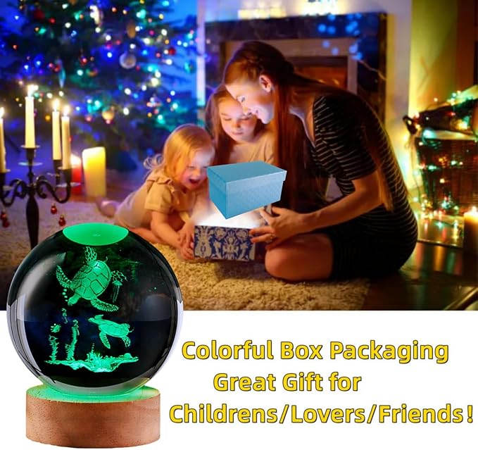 sea Turtle Crystal Ball Lamp, Lifelike 3D Turtle Night Light, 16 Colors - Image 4
